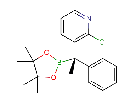 Molecular Structure of 1426414-39-2 ((R)-2-chloro-3-(1-phenyl-1-(4,4,5,5-tetramethyl-1,3,2-dioxaborolan-2-yl)ethyl)pyridine)