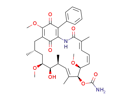 Molecular Structure of 1427296-91-0 ((4E,6Z,8S,9S,10E,12S,13R,14S,16R)-13-hydroxy-8,14,19-trimethoxy-10,12,16,21-pentamethyl-3,20,22-trioxo-2-azabicyclo[16.3.1]docosa-1<sup>(21)</sup>,4, 6,10,18-pentaen-9-yl carbamate)