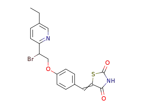 Molecular Structure of 646519-98-4 (2,4-Thiazolidinedione,
5-[[4-[2-bromo-2-(5-ethyl-2-pyridinyl)ethoxy]phenyl]methylene]-)