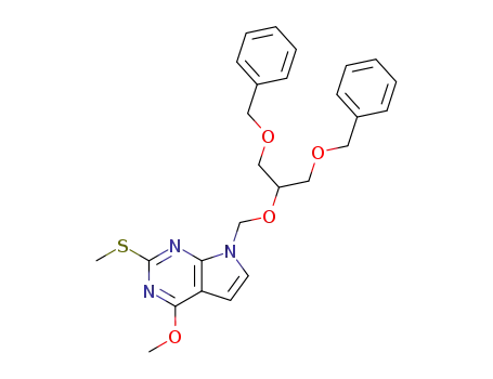 Molecular Structure of 101924-17-8 (2-methylthio-4-methoxy-7-<(1,3-dibenzyloxy-2-propoxy)methyl>pyrrolo<2,3-d>pyrimidine)