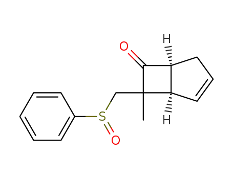 Molecular Structure of 82893-74-1 ((1R,5S)-7-Benzenesulfinylmethyl-7-methyl-bicyclo[3.2.0]hept-2-en-6-one)