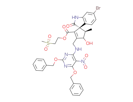 2-(methylsulfonyl)ethyl 6'-bromo-1',2'-dihydro-4-hydroxy-5-methyl-3-<<<5-nitro-2,6-bis(phenylmethoxy)-4-pyrimidinyl>amino>methyl>-2'-oxospiro<2-cyclopentene-1,3'-<3H>indole>-2-carboxylate