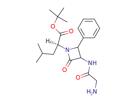 Molecular Structure of 79943-26-3 ((S)-2-[3-(2-Amino-acetylamino)-2-oxo-4-phenyl-azetidin-1-yl]-4-methyl-pentanoic acid tert-butyl ester)