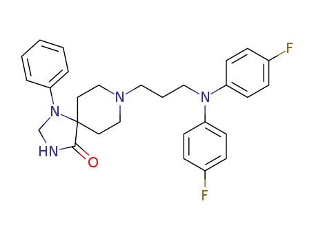 Molecular Structure of 80120-14-5 (1,3,8-Triazaspiro[4.5]decan-4-one,
8-[3-[bis(4-fluorophenyl)amino]propyl]-1-phenyl-)