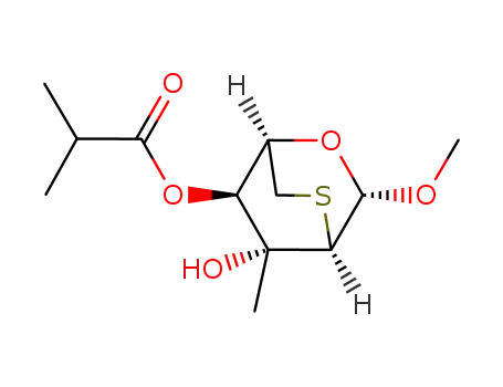 Molecular Structure of 151929-69-0 (methyl 2,6-anhydro-4-O-isobutyryl-3-C-methyl-2-thio-β-L-mannopyranoside)