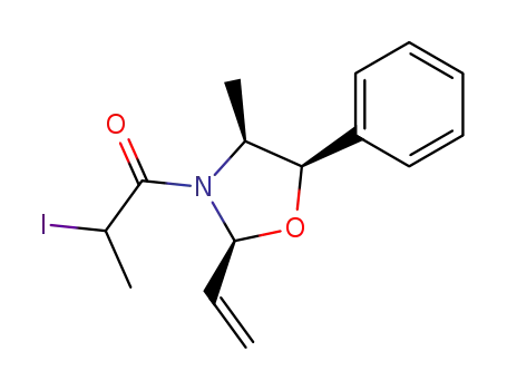 Molecular Structure of 142954-97-0 (Oxazolidine, 2-ethenyl-3-(2-iodo-1-oxopropyl)-4-methyl-5-phenyl-)