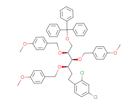 Molecular Structure of 141240-26-8 (5,6-Dideoxy-6-C-(2,4-dichlorophenyl)2,3,4-tri-O-(4-methoxybenzyl)-1-O-tri-phenylmethyl-D-xylo-hexitol)