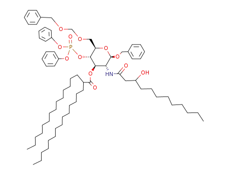 2-Tetradecyl-hexadecanoic acid (2R,3R,4R,5S,6R)-2-benzyloxy-6-benzyloxymethoxymethyl-5-(diphenoxy-phosphoryloxy)-3-(3-hydroxy-dodecanoylamino)-tetrahydro-pyran-4-yl ester