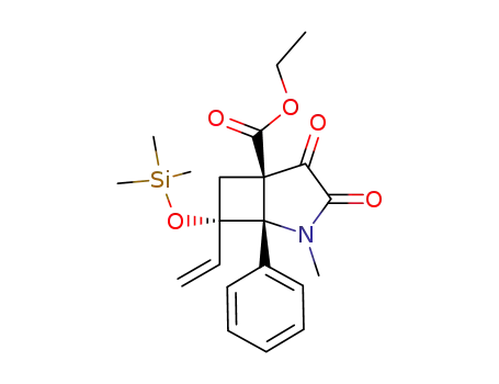 Molecular Structure of 80053-86-7 (2-Azabicyclo[3.2.0]heptane-5-carboxylic acid,
7-ethenyl-2-methyl-3,4-dioxo-1-phenyl-7-[(trimethylsilyl)oxy]-, ethyl ester)
