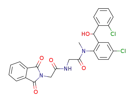 Molecular Structure of 59180-33-5 (4-chloro-2-(o-chloro-α-hydroxybenzyl)-N-methyl-N<sup>α</sup>-(phthalylglycyl)glycinanilide)