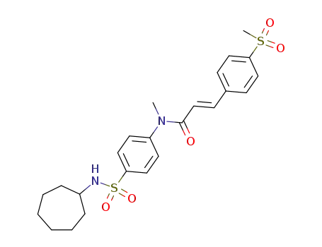 Molecular Structure of 134907-34-9 (2-Propenamide,N-[4-[(cycloheptylamino)sulfonyl]phenyl]-N-methyl-3-[4-(methylsulfonyl)phenyl]-,(2E)-)