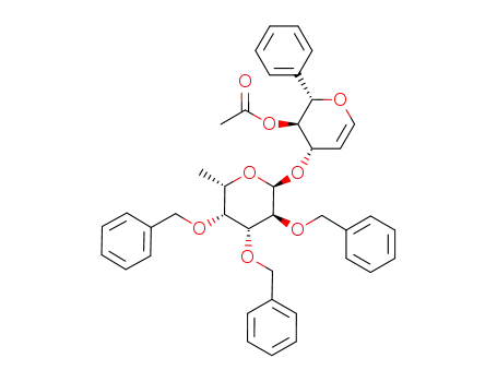 O-<2,3,4-tri-O-benzyl-β-L-fucopyranosyl>-(1<*>3)-1,5-anhydro-4-O-acetyl-2-deoxy-5(S)-phenyl-L-xylo-pent-1-enopyranose