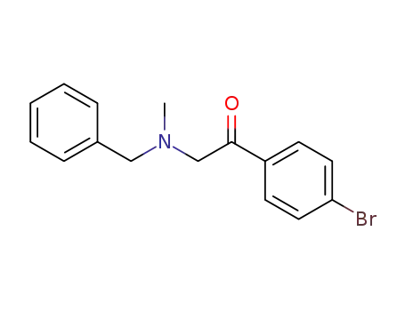 Molecular Structure of 131326-98-2 (Ethanone, 1-(4-bromophenyl)-2-[methyl(phenylmethyl)amino]-)