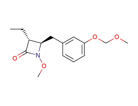 Molecular Structure of 107645-20-5 (2-Azetidinone,
3-ethyl-1-methoxy-4-[[3-(methoxymethoxy)phenyl]methyl]-, (3R,4R)-)