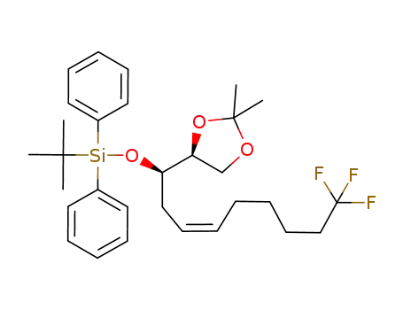 Molecular Structure of 111670-39-4 (tert-Butyl-[(Z)-(R)-1-((S)-2,2-dimethyl-[1,3]dioxolan-4-yl)-9,9,9-trifluoro-non-3-enyloxy]-diphenyl-silane)