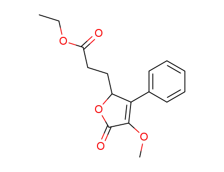 Molecular Structure of 105346-34-7 (2-Furanpropanoic acid, 2,5-dihydro-4-methoxy-5-oxo-3-phenyl-, ethyl es ter)