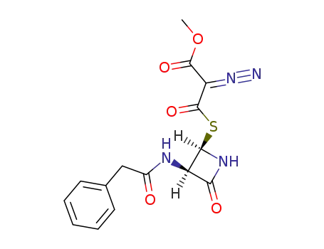 Diazo-((2R,3R)-4-oxo-3-phenylacetylamino-azetidin-2-ylsulfanylcarbonyl)-acetic acid methyl ester