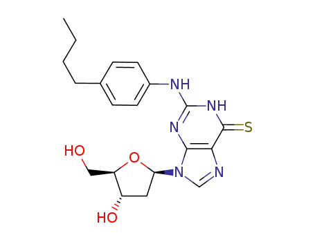 Molecular Structure of 104715-75-5 (Guanosine,N-(4-butylphenyl)-2'-deoxy-6-thio- (9CI))