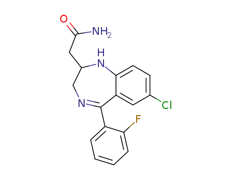 Molecular Structure of 112634-53-4 (2-[7-chloro-5-(2-fluorophenyl)-2,3-dihydro-1H-1,4-benzodiazepin-2-yl]acetamide)