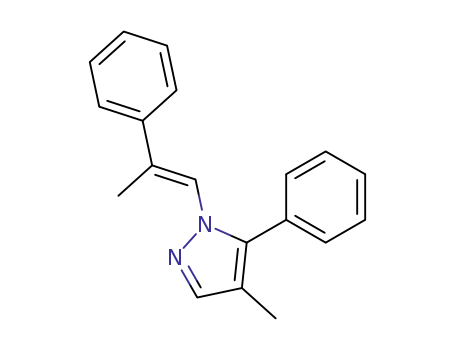 Molecular Structure of 88879-78-1 (1H-Pyrazole, 4-methyl-5-phenyl-1-(2-phenyl-1-propenyl)-, (E)-)