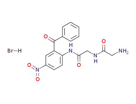 Molecular Structure of 76337-89-8 (N-(2-Benzoyl-4-nitrophenyl)-glycyl-glycinamide hydrobromide hydrate (2 :2:1))