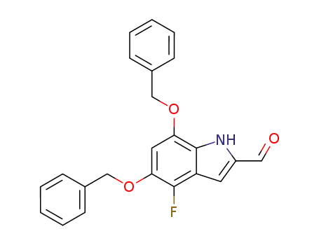 Molecular Structure of 132303-40-3 (5,7-Bis-benzyloxy-4-fluoro-1H-indole-2-carbaldehyde)