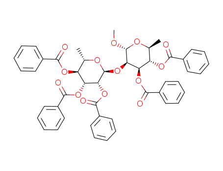 Molecular Structure of 135129-62-3 (methyl 3,4-di-O-benzoyl-2-O-(2,3,4-tri-O-benzoyl-α-L-rhamnopyranosyl)-α-L-rhamnopyranoside)