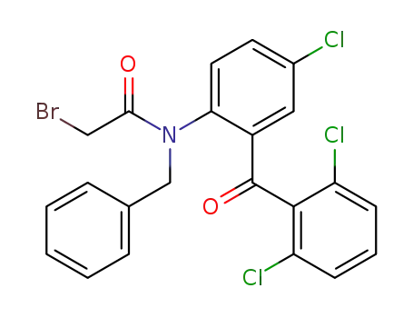 Molecular Structure of 82082-41-5 (2-bromo-N-<4-chloro-2-(2,6-dichlorobenzoyl)phenyl>-N-(phenylmethyl)acetamide)