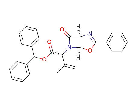 Molecular Structure of 78037-12-4 ((R)-3-Methyl-2-((1S,5R)-7-oxo-3-phenyl-4-oxa-2,6-diaza-bicyclo[3.2.0]hept-2-en-6-yl)-but-3-enoic acid benzhydryl ester)