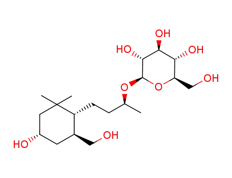 Molecular Structure of 128533-21-1 (b-D-Glucopyranoside,(1R)-3-[(1R,4S,6S)-4-hydroxy-6-(hydroxymethyl)-2,2-dimethylcyclohexyl]-1-methylpropyl(9CI))