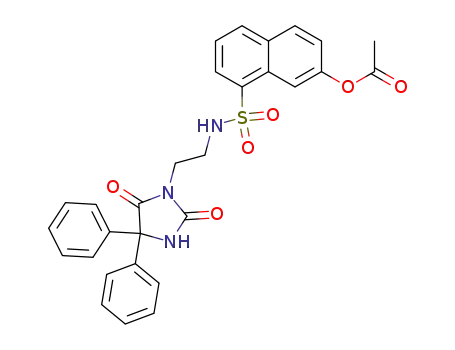 Molecular Structure of 92220-76-3 (N-<2-(5,5-diphenyl-2,4-imidazolidinedion-3-yl)ethyl>-7-acetoxy-1-naphthalene sulfonamide)