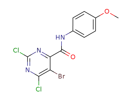 Molecular Structure of 155185-56-1 (5-Bromo-2,6-dichloro-pyrimidine-4-carboxylic acid (4-methoxy-phenyl)-amide)