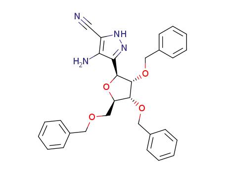 Molecular Structure of 88287-77-8 (4-Amino-3-(2,3,5-tri-O-benzyl-beta-ribofuranosyl)-5-pyrazole carbonitr ile)