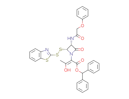diphenylmethyl 2-<(3R,4R)-4-(2-benzothiazolyldithio)-2-oxo-3-(phenoxyacetylamino)-1-azetidinyl>-3-hydroxy-2-butenoate