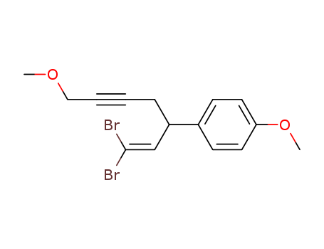 Molecular Structure of 136011-24-0 (Benzene, 1-[1-(2,2-dibromoethenyl)-5-methoxy-3-pentynyl]-4-methoxy-)