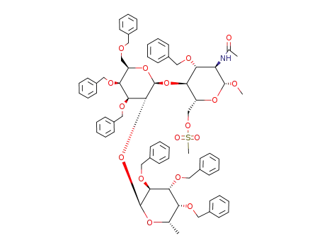 methyl 2-acetamido-3-O-benzyl-2-deoxy-6-O-methanesulfonyl-4-O-<3,4,6-tri-O-benzyl-2-O-(2,3,4-tri-O-benzyl-α-L-fucopyranosyl)-β-D-galactopyranosyl>-β-D-glucopyranoside