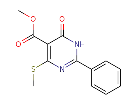 Molecular Structure of 87693-90-1 (METHYL 4-(METHYLTHIO)-6-OXO-2-PHENYL-1,6-DIHYDROPYRIMIDINE-5-CARBOXYLATE)