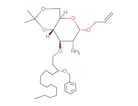 Molecular Structure of 132791-93-6 (Allyl 2-amino-3-O-<(3R)-3-(benzyloxy)tetradecanyl>-2-deoxy-4,6-O-isopropylidene-α-D-glucopyranoside)