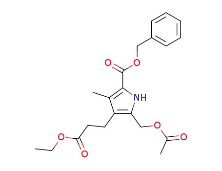 Molecular Structure of 51741-18-5 (1H-Pyrrole-3-propanoic acid,
2-[(acetyloxy)methyl]-4-methyl-5-[(phenylmethoxy)carbonyl]-, ethyl ester)