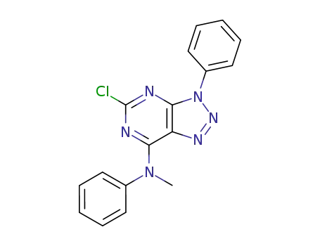 Molecular Structure of 91322-35-9 (3H-1,2,3-Triazolo[4,5-d]pyrimidin-7-amine,
5-chloro-N-methyl-N,3-diphenyl-)
