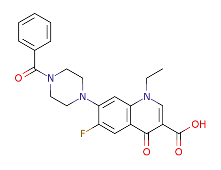 Molecular Structure of 75001-81-9 (3-Quinolinecarboxylic acid,
7-(4-benzoyl-1-piperazinyl)-1-ethyl-6-fluoro-1,4-dihydro-4-oxo-)