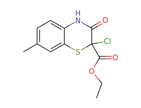 2H-1,4-Benzothiazine-2-carboxylic acid,
2-chloro-3,4-dihydro-7-methyl-3-oxo-, ethyl ester