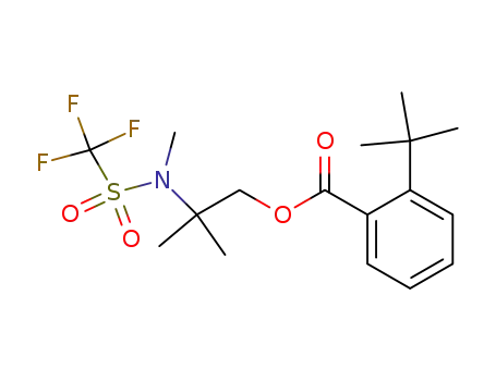Molecular Structure of 139287-38-0 (Benzoic acid, 2-(1,1-dimethylethyl)-,
2-methyl-2-[methyl[(trifluoromethyl)sulfonyl]amino]propyl ester)