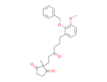 Molecular Structure of 131943-94-7 ((+/-)-2-<6-(2-benzyloxy-3-methoxyphenyl)-3-oxohexyl>-2-methylcyclopentane-1,3-dione)