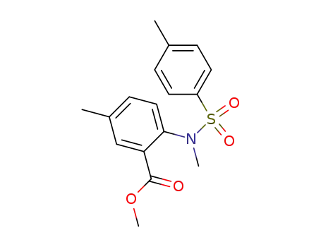Molecular Structure of 127117-54-8 (Benzoic acid, 5-methyl-2-[methyl[(4-methylphenyl)sulfonyl]amino]-,
methyl ester)