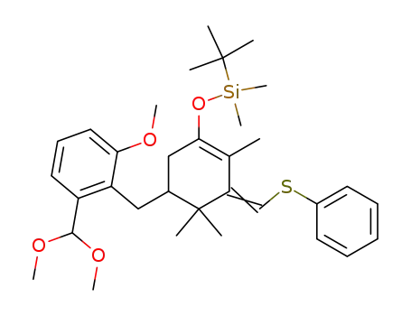 tert-Butyl-{5-(2-dimethoxymethyl-6-methoxy-benzyl)-2,4,4-trimethyl-3-[1-phenylsulfanyl-meth-(Z)-ylidene]-cyclohex-1-enyloxy}-dimethyl-silane