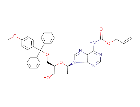 (9-{(2R,4S,5R)-4-Hydroxy-5-[(4-methoxy-phenyl)-diphenyl-methoxymethyl]-tetrahydro-furan-2-yl}-9H-purin-6-yl)-carbamic acid allyl ester