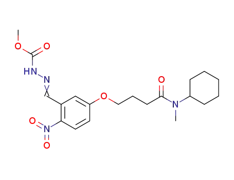 Molecular Structure of 105728-60-7 (Hydrazinecarboxylic acid,
[[5-[4-(cyclohexylmethylamino)-4-oxobutoxy]-2-nitrophenyl]methylene]-,
methyl ester)