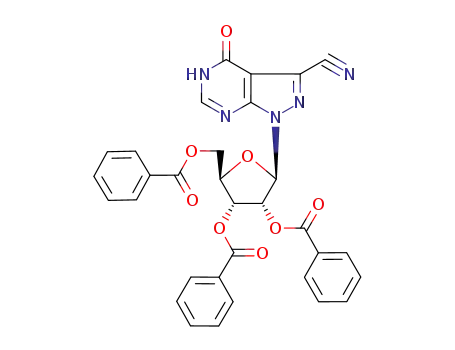 4(5H)-oxo-1-(2,3,5-tri-O-benzoyl-β-D-ribofuranosyl)-pyrazolo<3,4-d>pyrimidine-3-carbonitrile