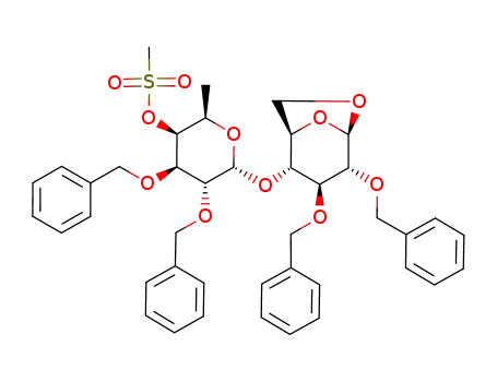 1,6-anhydro-2,3-di-O-benzyl-4-O-<2,3-di-O-benzyl-6-deoxy-4-O-(methylsulfonyl)-α-D-galactopyranosyl>-β-D-glucopyranose